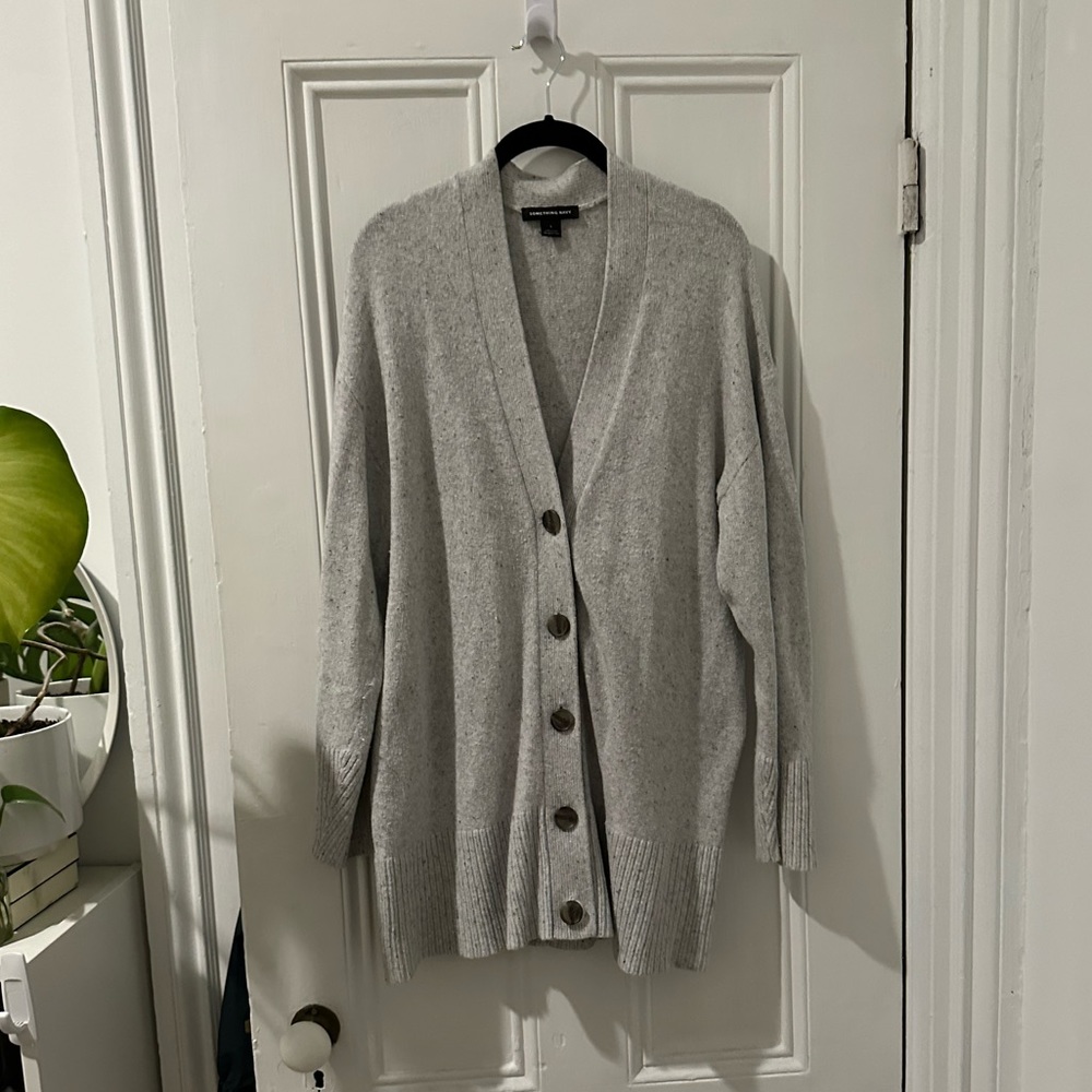 Something Navy Gray Long Cardigan (Size L)
